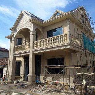 郴州 黄金麻花岗岩石材私人别墅雕花门楼柱阳台栏杆