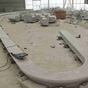 郴州 芝麻白花岗岩弧形花坛石，坐凳石