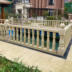 郴州黄金麻花岗岩石材栏杆，扶手，将军柱，花瓶柱