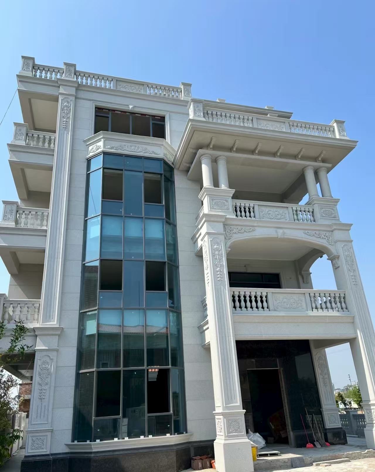 郴州 白麻花岗岩别墅外墙干挂效果展示