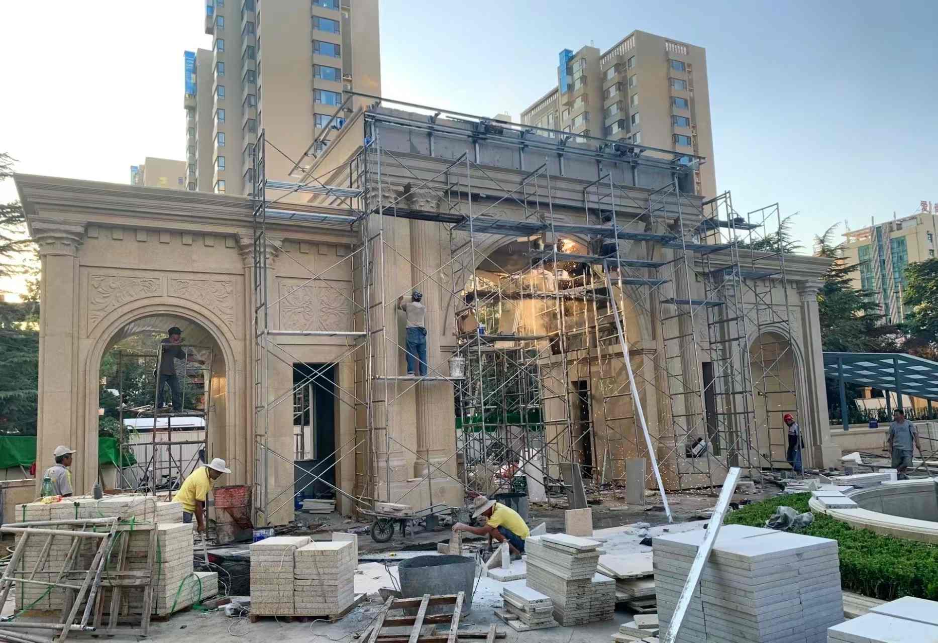 郴州 黄金麻荔枝面花岗岩小区门楼外墙干挂