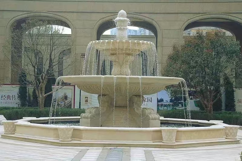 郴州 黄金麻花岗岩异型加工——户外庭院石雕流水喷泉